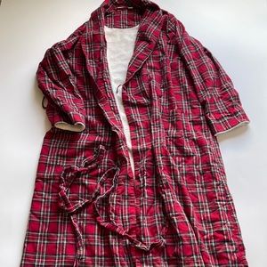 LL Bean Plaid fleece lined robe size XL
